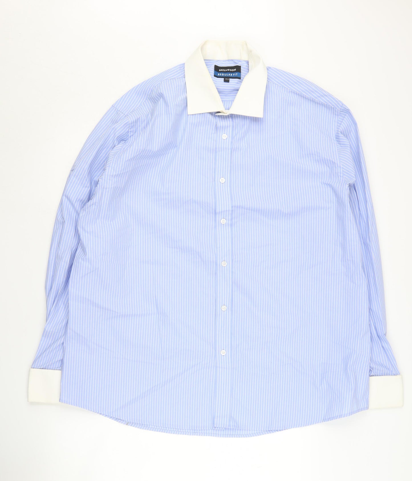 Greenwoods Men's Blue Striped Regular Fit Dress Shirt