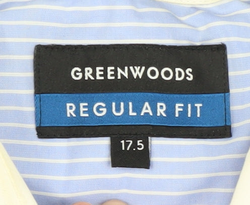 Greenwoods Men's Blue Striped Regular Fit Dress Shirt