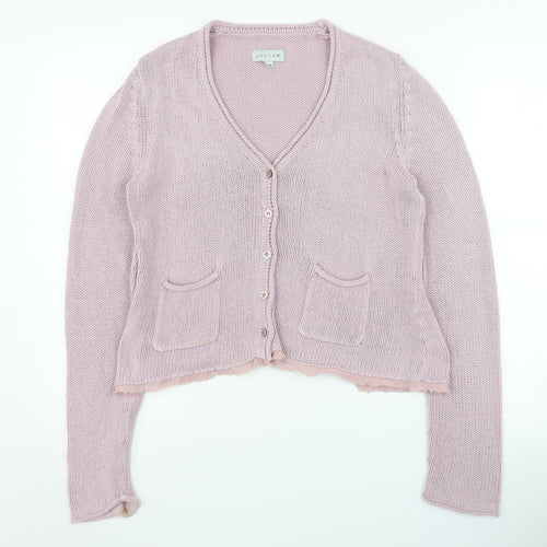 Jigsaw Women's Pink V-Neck Cardigan Size M