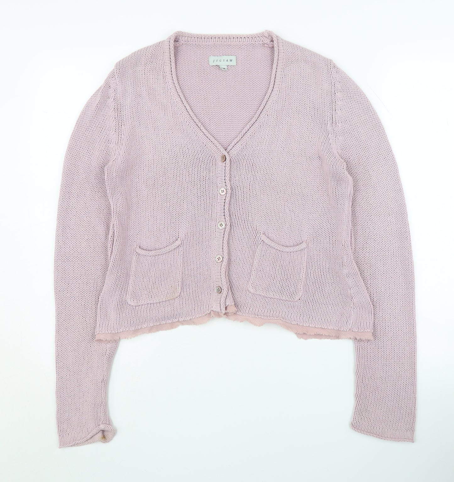 Jigsaw Women's Pink V-Neck Cardigan Size M