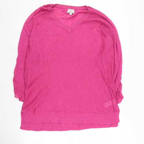 Monsoon Women's Pink Pullover V-Neck Jumper - L