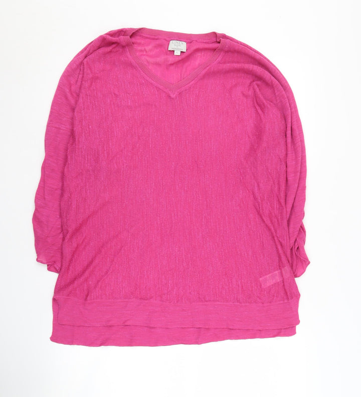 Monsoon Women's Pink Pullover V-Neck Jumper - L