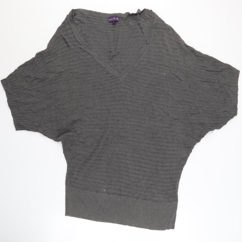 Long Tall Sally Women’s Grey V-Neck Knit Jumper - M