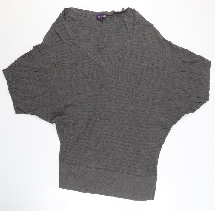 Long Tall Sally Women’s Grey V-Neck Knit Jumper - M
