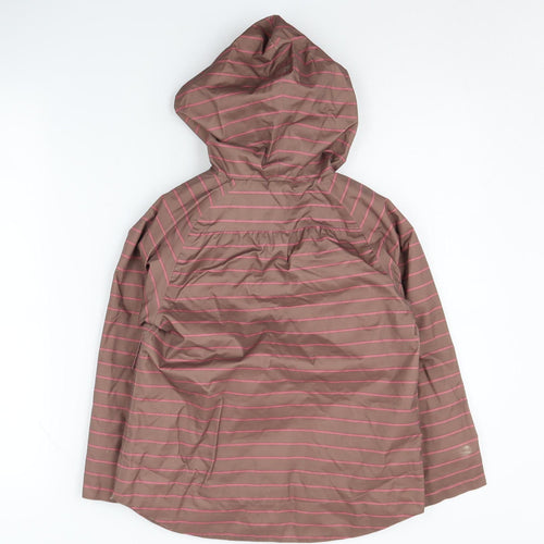 Joules Girls Striped Rain Coat, Brown, 2 Years, Hooded