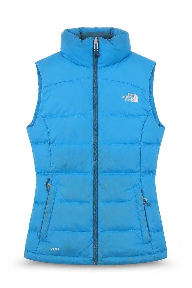 Front view of The North Face Women's Blue Puffer Waistcoat XS