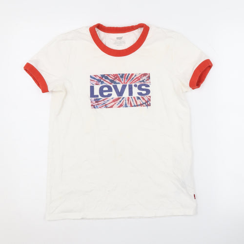 Levi's Boys White Ringer T-Shirt XS American Graphic Crew