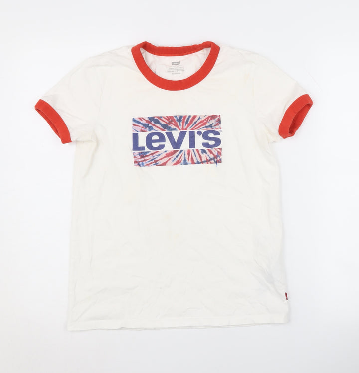 Levi's Boys White Ringer T-Shirt XS American Graphic Crew