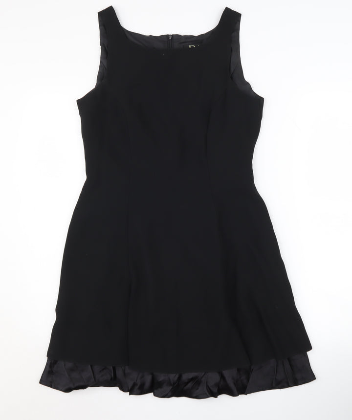 Début Women's Black Fit & Flare Dress, Size 12, Ruffled