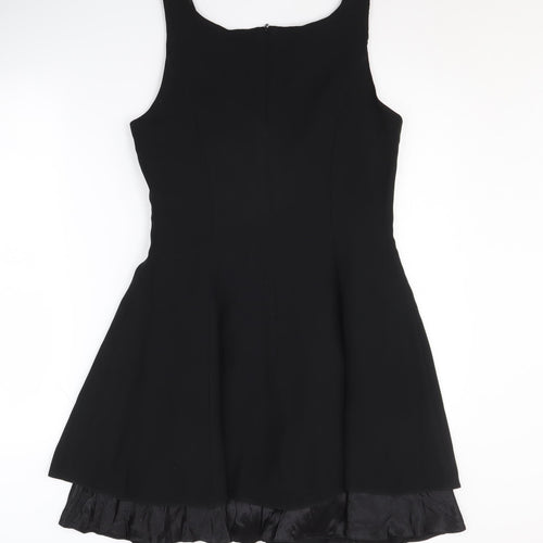 Début Women's Black Fit & Flare Dress, Size 12, Ruffled