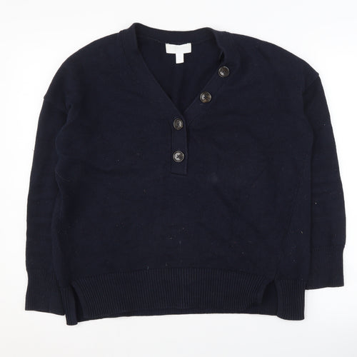 White Label Women's Blue V-Neck Long Sleeve Jumper, Size 8