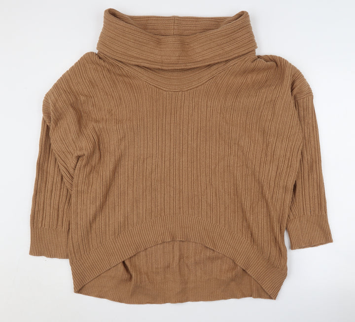 Zara Women's Brown Roll Neck Pullover Jumper M