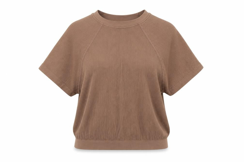 Front view of ASOS DESIGN Women's Brown Crew Neck T-Shirt Medium
