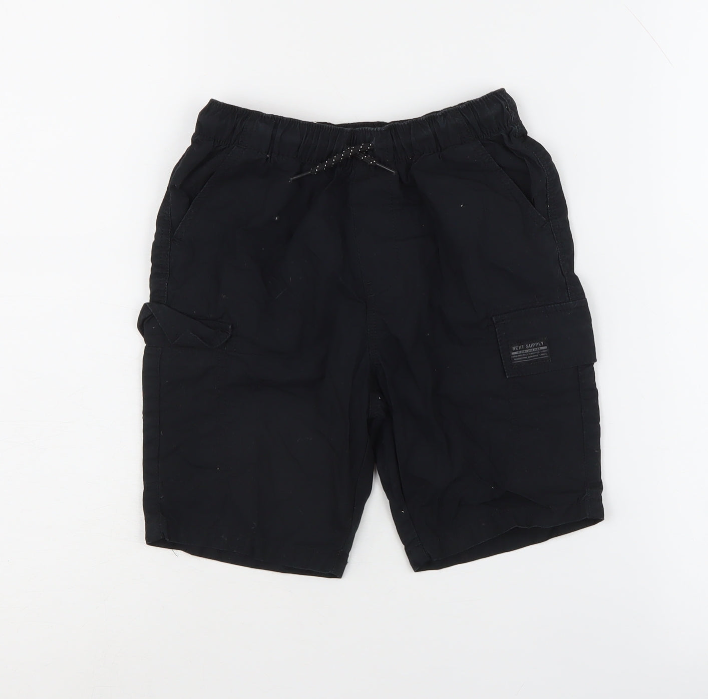 Next Boys Black Cargo Shorts 4-5 Years Elastic Waist Pockets