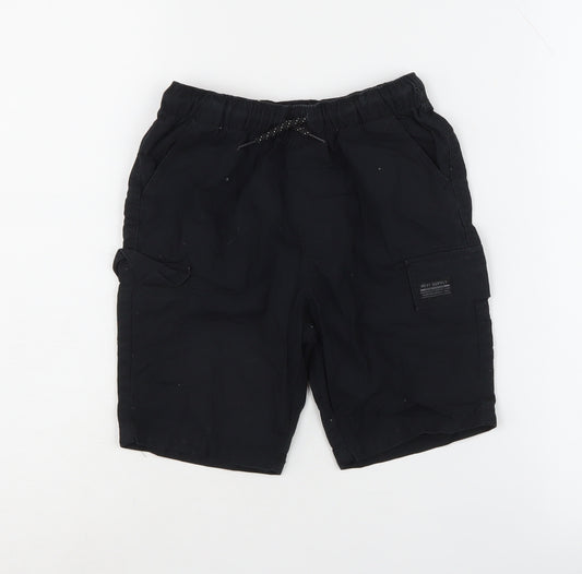 Next Boys Black Cargo Shorts 4-5 Years Elastic Waist Pockets