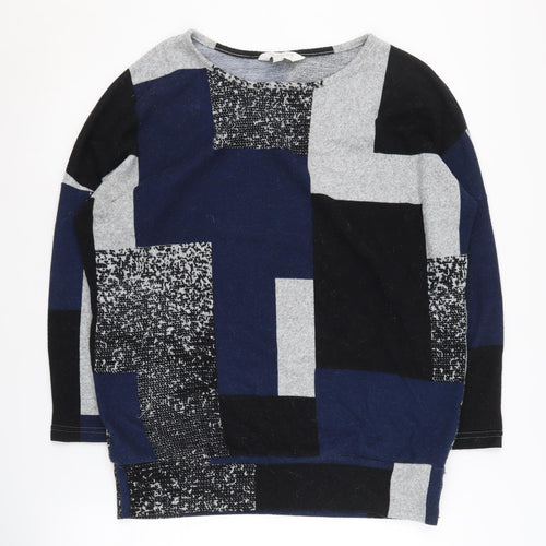 Apricot Women's Geometric Jumper, Size 8, Black/Blue