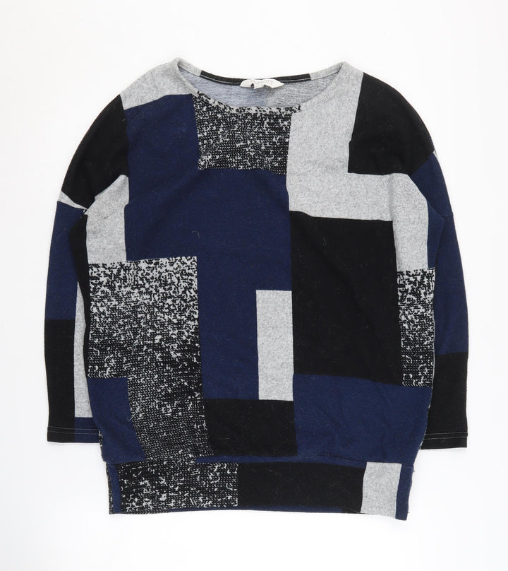 Apricot Women's Geometric Jumper, Size 8, Black/Blue