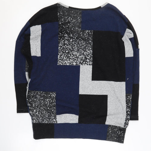 Apricot Women's Geometric Jumper, Size 8, Black/Blue