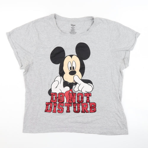 Disney Women's Grey Mickey Mouse Pyjama Top, Size 10-12