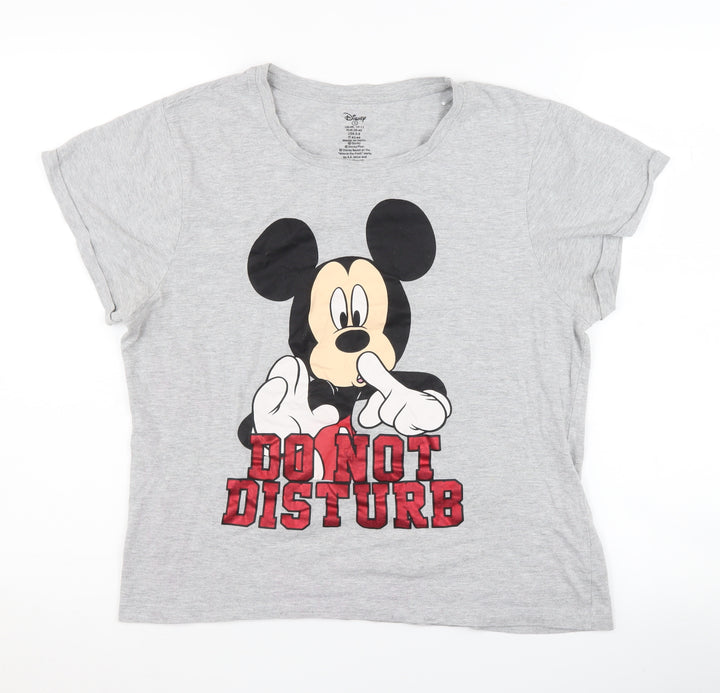 Disney Women's Grey Mickey Mouse Pyjama Top, Size 10-12