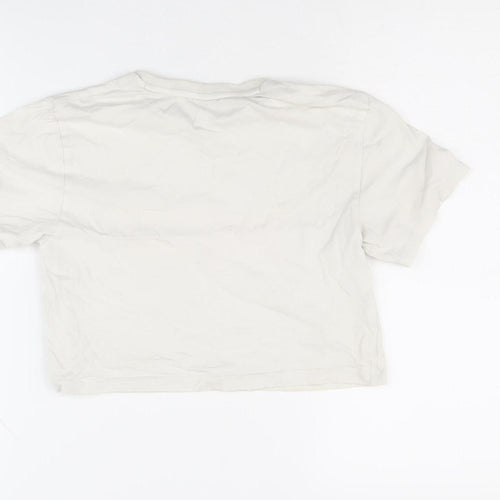 Puma Girls Beige T-Shirt, 7-8 Years, Crew Neck, Logo Accent