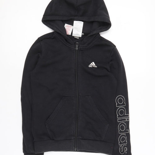 Adidas Boys Black Full Zip Hoodie 9-10 Years