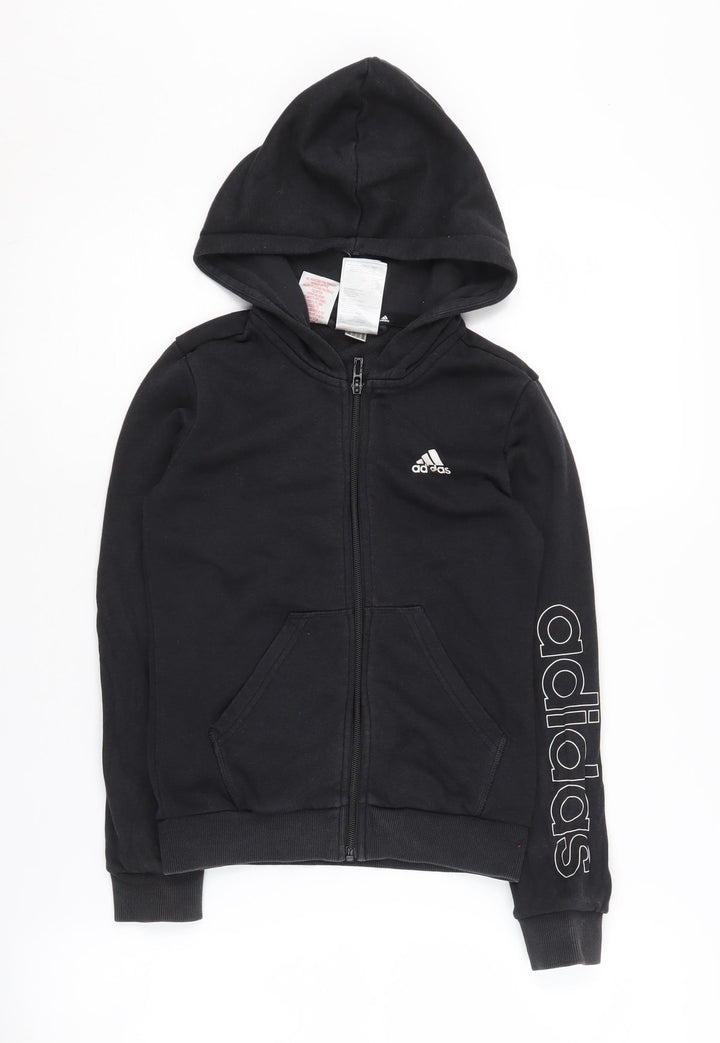 Adidas Boys Black Full Zip Hoodie 9-10 Years