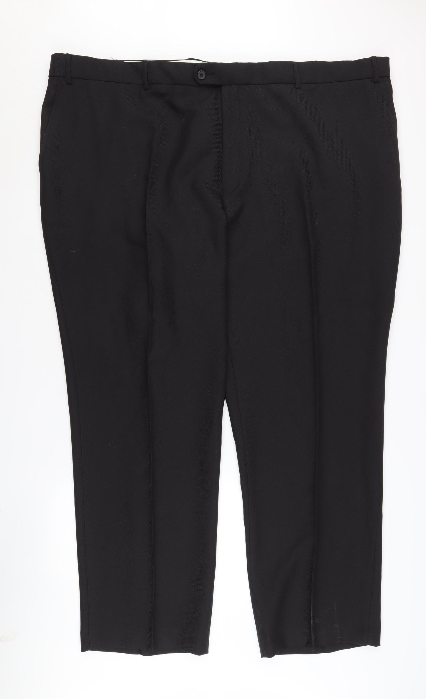 Premier Man Black Regular Fit Men's Trousers, Size 52R
