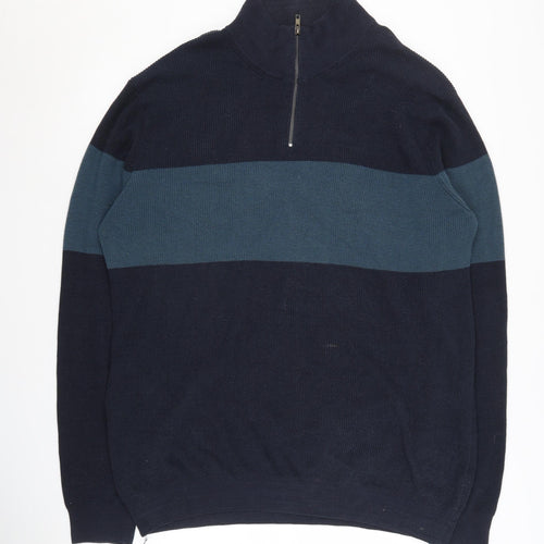 Lincoln Men's XL Blue Striped Pullover Jumper
