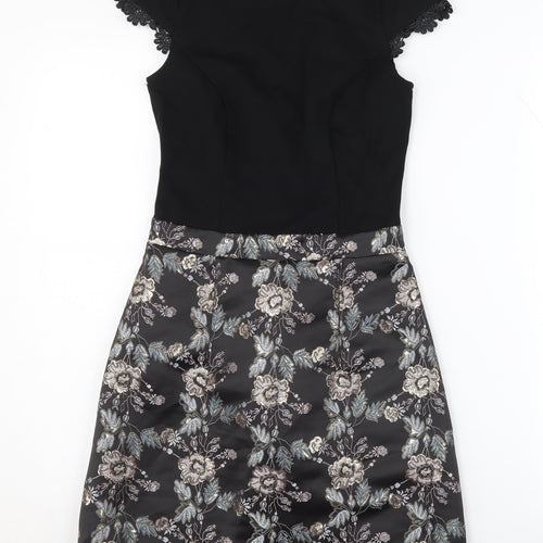 Lipsy Women's Black Floral A-Line Dress Size 6