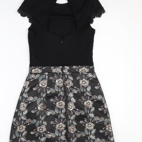 Lipsy Women's Black Floral A-Line Dress Size 6
