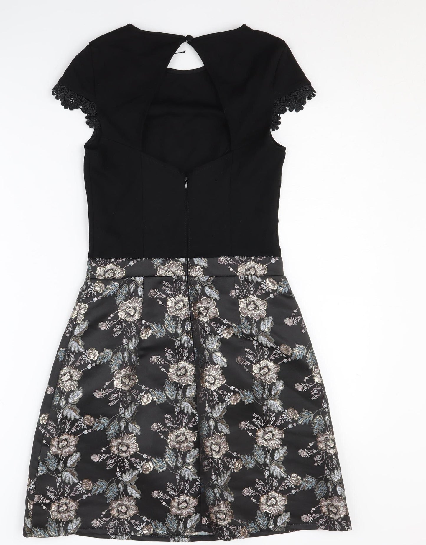 Lipsy Women's Black Floral A-Line Dress Size 6