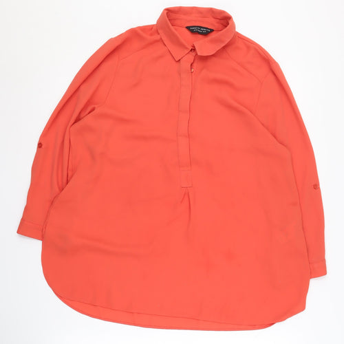 Dorothy Perkins Women's Orange Button-Up Shirt Size 16