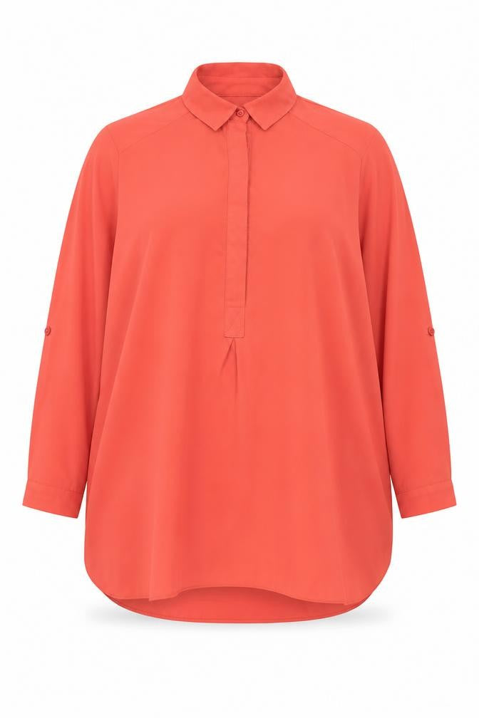 Front view of Dorothy Perkins Women's Orange Button-Up Shirt, size 16