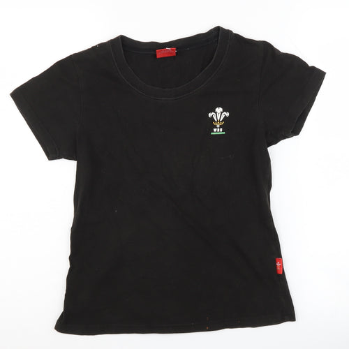 WRU Boys Black T-Shirt, Size 10, Short Sleeve