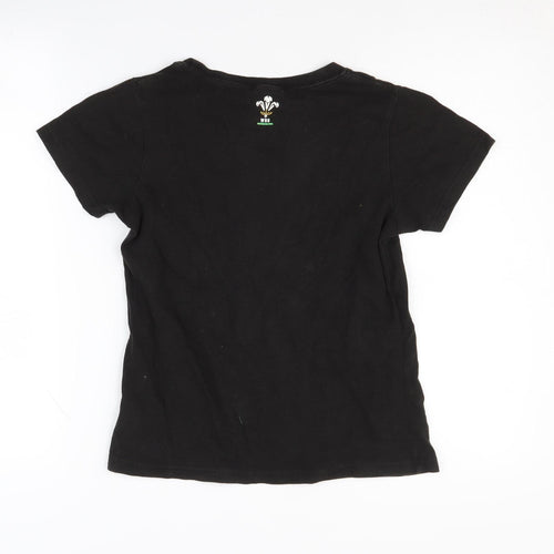 WRU Boys Black T-Shirt, Size 10, Short Sleeve
