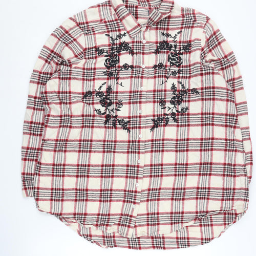 M&S Women's Multicoloured Plaid Button-Up Shirt