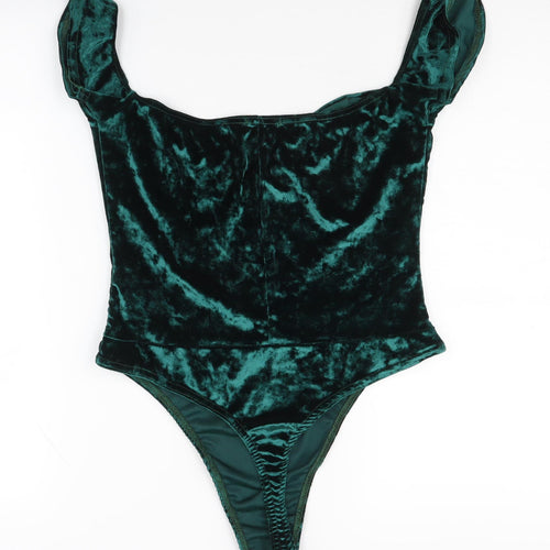 Pretty Little Thing Green Velvet Bodysuit, Size 14
