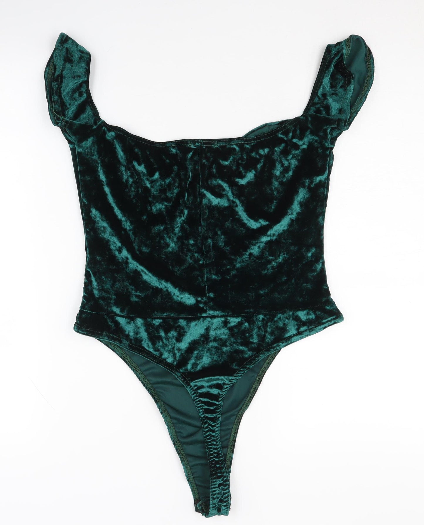 Pretty Little Thing Green Velvet Bodysuit, Size 14