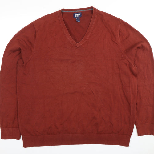 Lands' End Men's XL Red Cotton V-Neck Jumper