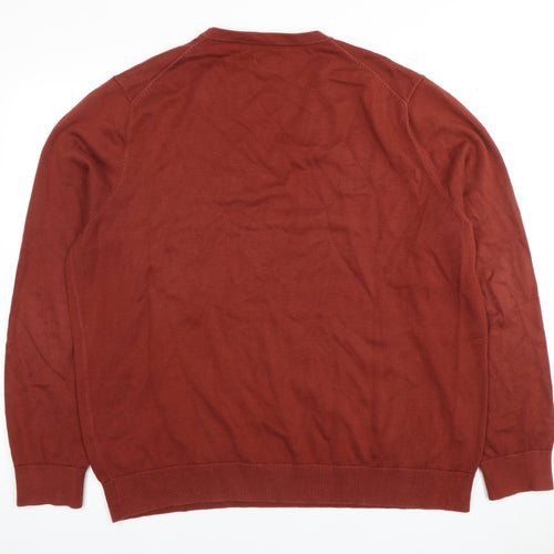 Lands' End Men's XL Red Cotton V-Neck Jumper