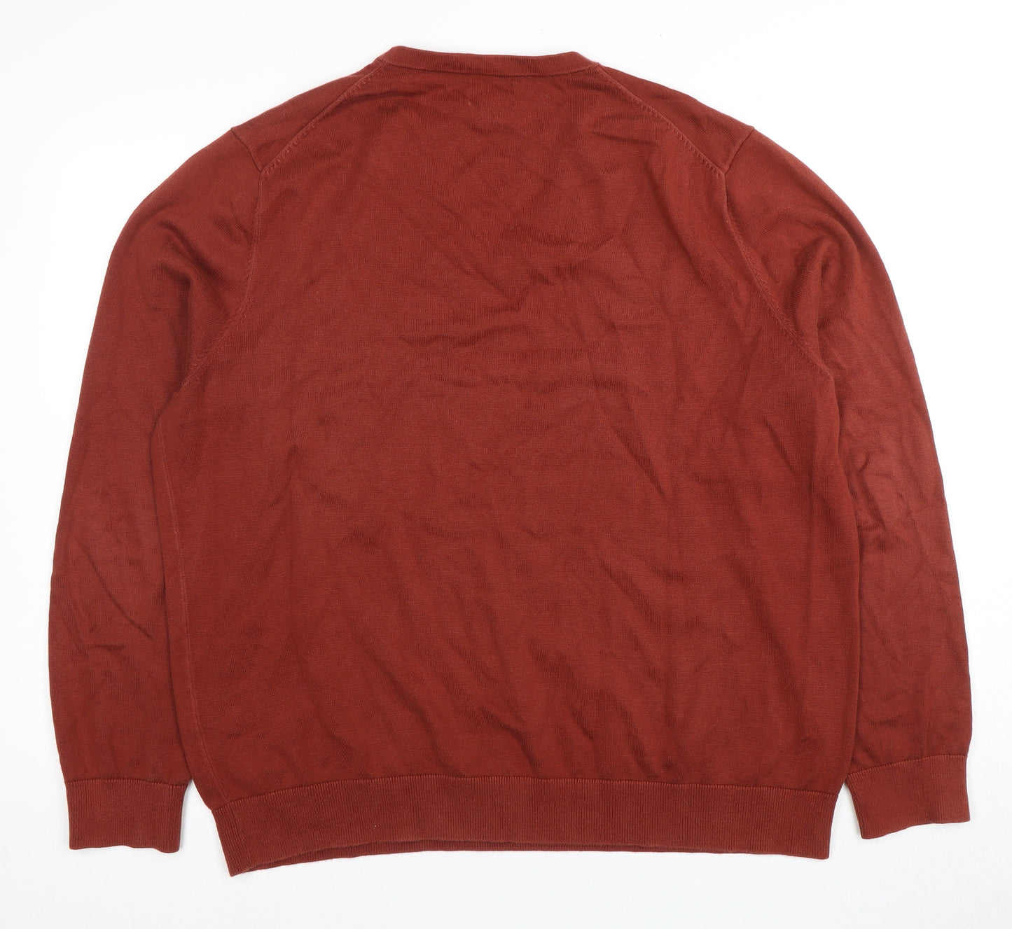 Lands' End Men's XL Red Cotton V-Neck Jumper