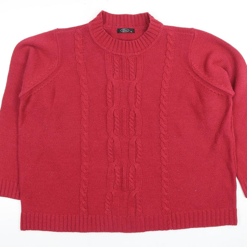 BM Women's Red XL Cable-Knit Pullover Jumper