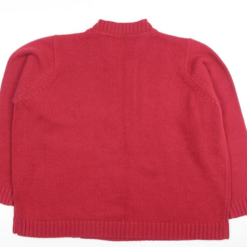BM Women's Red XL Cable-Knit Pullover Jumper