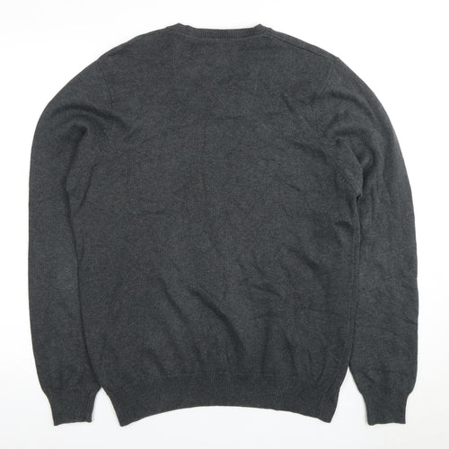 Marks and Spencer Men's Grey V-Neck Pullover Jumper M