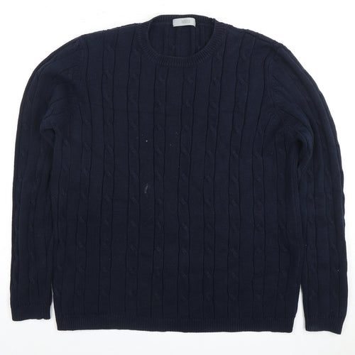 Marks and Spencer Women's Blue Cable-Knit Jumper