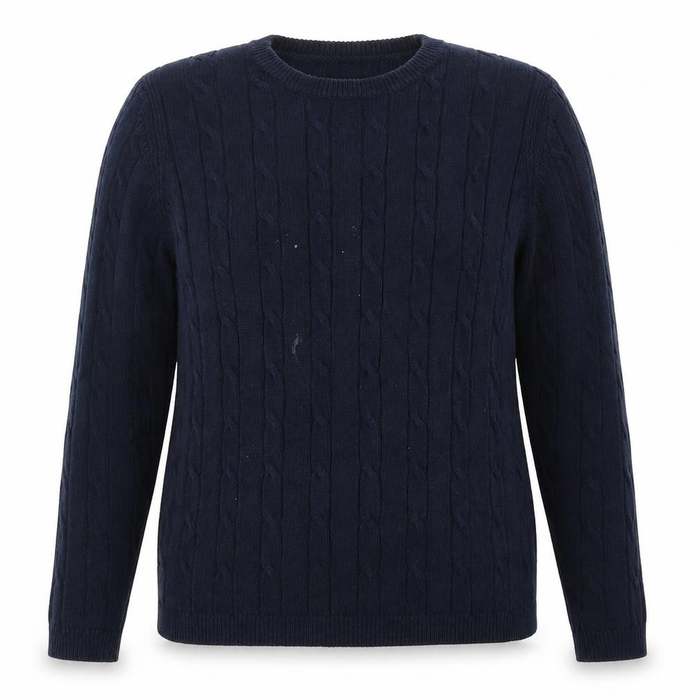 Front view of Marks & Spencer Women's Blue Cable-Knit Jumper