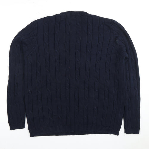 Marks and Spencer Women's Blue Cable-Knit Jumper