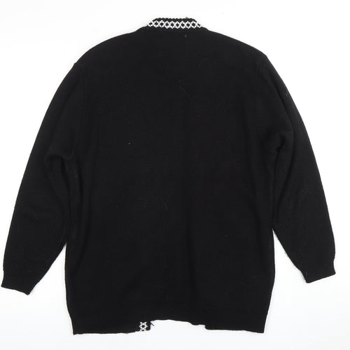 Envy Women's Black Cardigan M/L Argyle Pattern