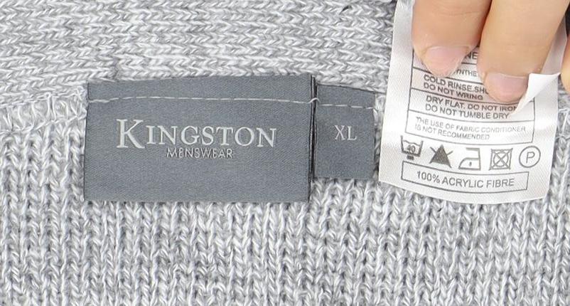 Kingston Men's Grey XL Cardigan with Geometric Pattern